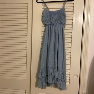 Boutique 100% cotton sundress with adjustable straps. Light blue
